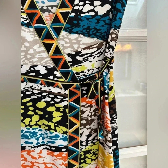 BCBGMAXAZRIA Y2K Daly Multicolor Leopard Wrap Dress Women’s Size XS - Picture 4 of 12